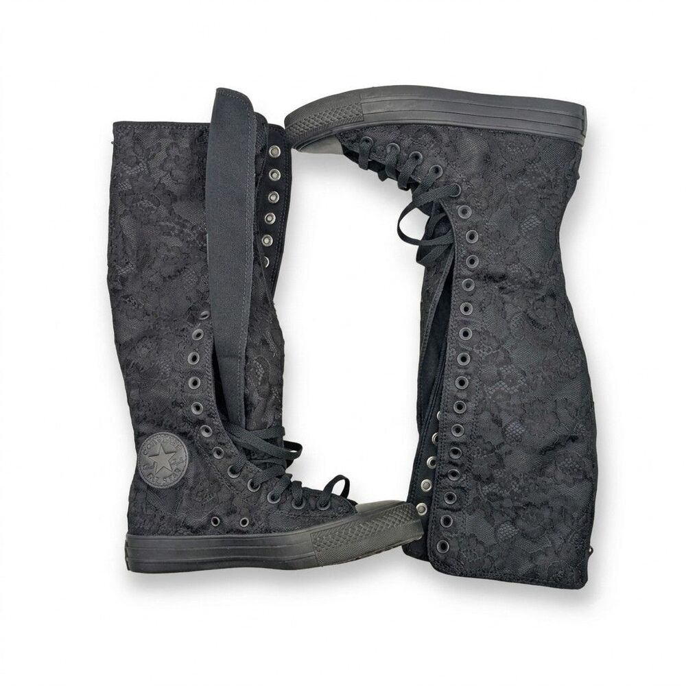 Converse Chuck Taylor XX Hi Knee High Boots Black Lace Floral Womens 7 Y2K Goth